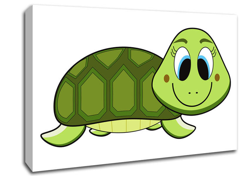 Happy Turtle White Canvas Wall Art