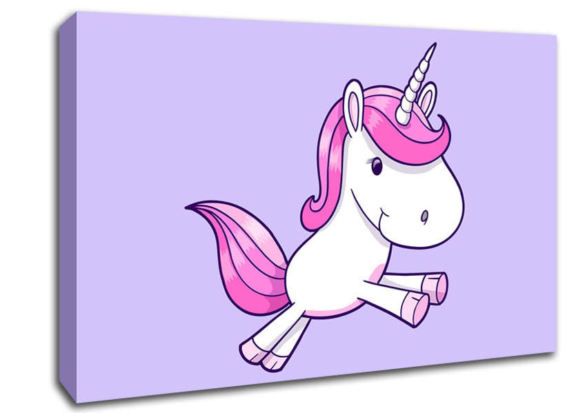 Leaping Unicorn Lilac Canvas Wall Art