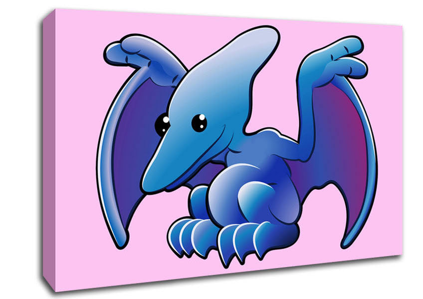 Pterodactyl Dinosaur Pink Canvas Wall Art