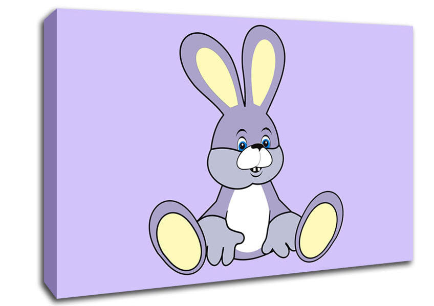 Rabbit Sitting Down Lilac Canvas Wall Art