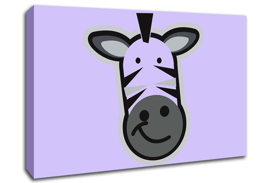 Smiling Zebra Face Lilac Canvas Wall Art