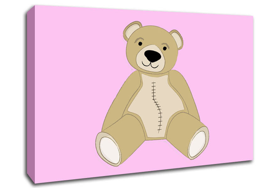 Stitched Up Teddy Pink Canvas Wall Art