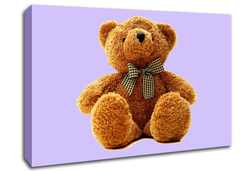 Teddy Bear Bow Lilac Canvas Wall Art