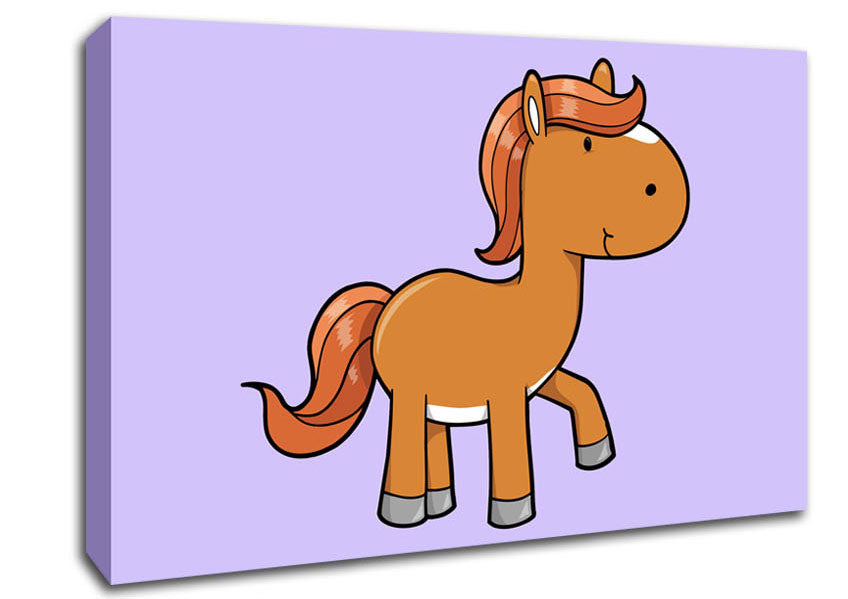 Walking Pony Horse Lilac Canvas Wall Art
