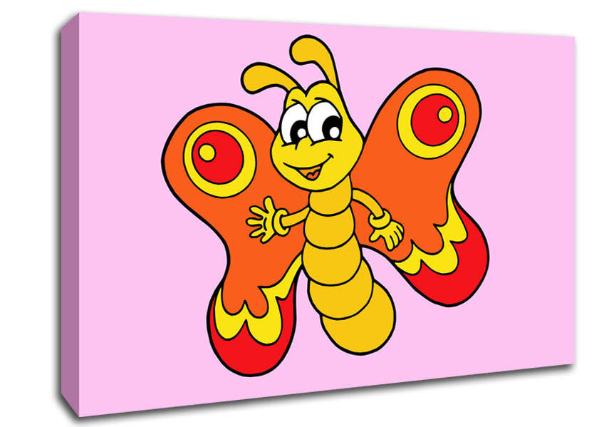 Waving Butterfly Pink Canvas Wall Art