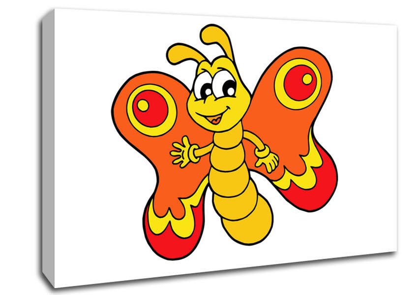 Waving Butterfly White Canvas Wall Art