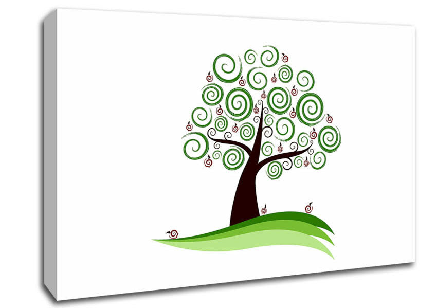 Green Cherry Tree Canvas Wall Art