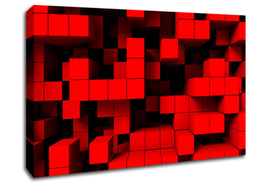Red Cubism Canvas Wall Art