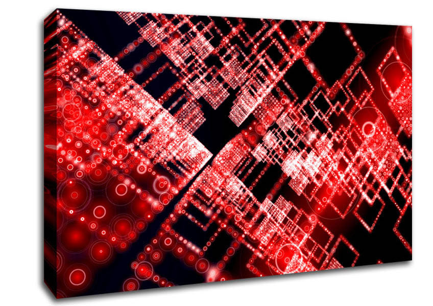 Red Surreal City Blocks Canvas Wall Art