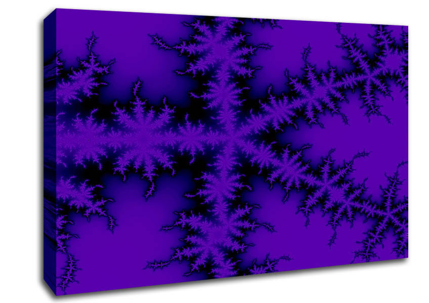 Internal Snow Flake Black On Purple Canvas Wall Art