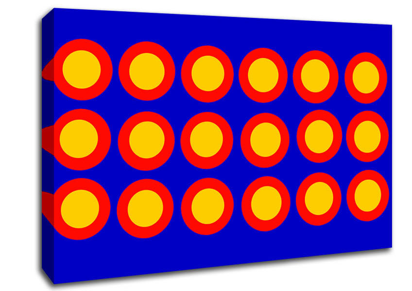 Circles Of Light Yellow On Blue Canvas Wall Art