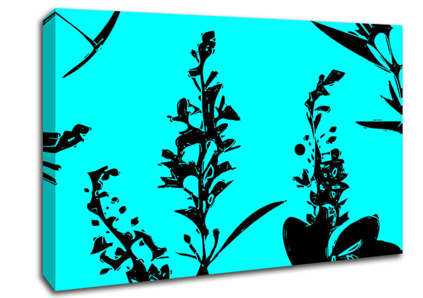 Freshness Of Beauty Aqua Black Canvas Wall Art