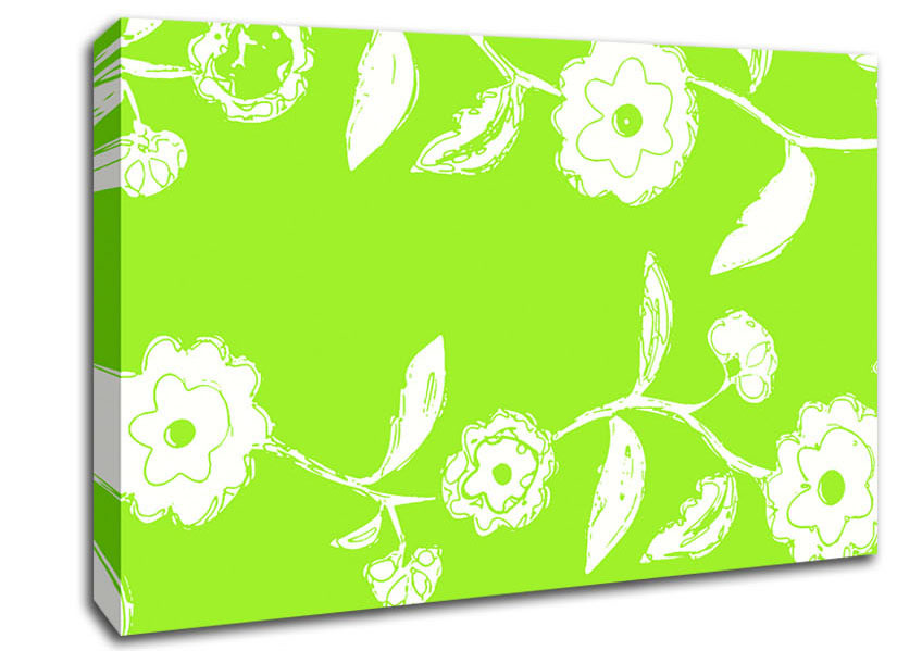 Flower Essence Lime Green Canvas Wall Art