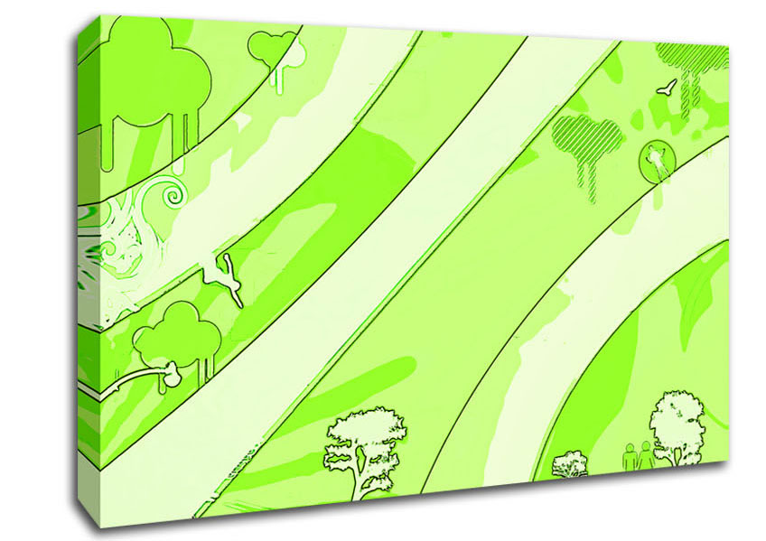 Rainbow Trees Lime Canvas Wall Art