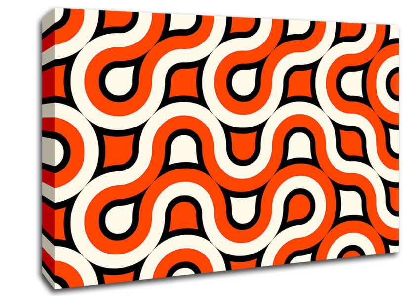 Graphical Maze Orange Canvas Wall Art