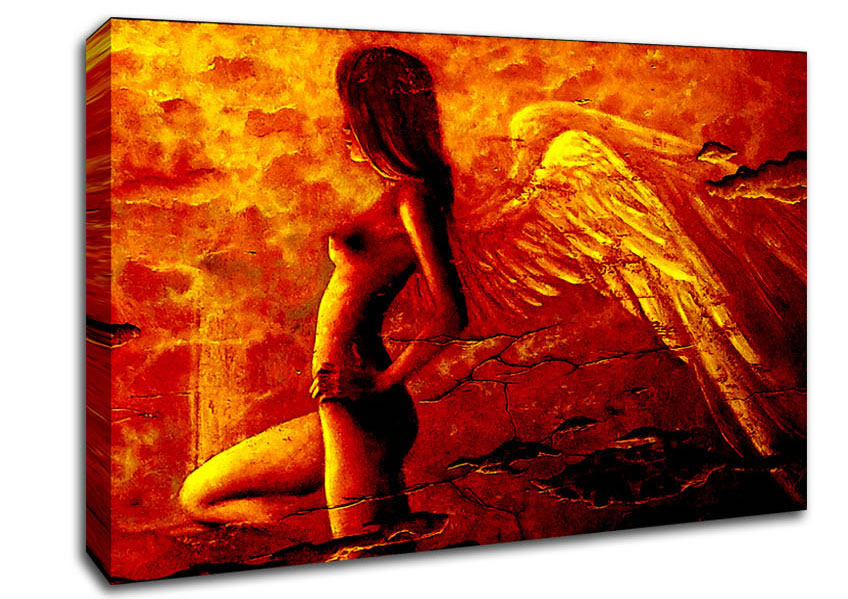 Orange Winged Angel Canvas Wall Art