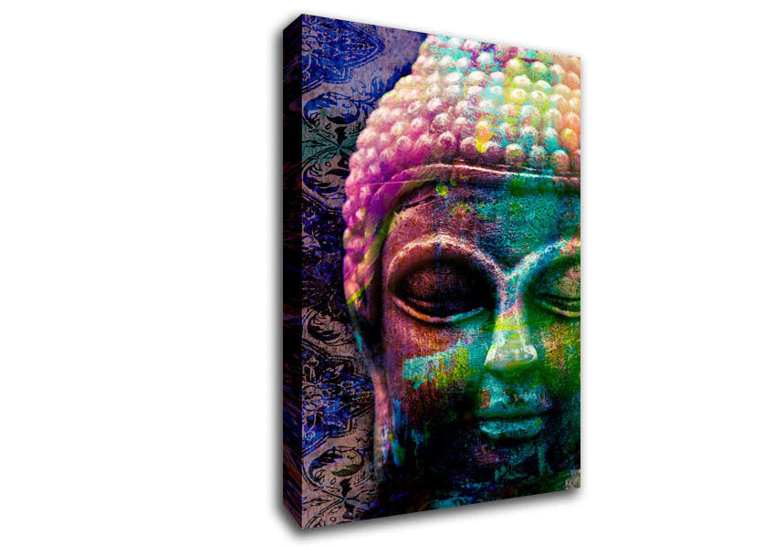 Retro Rainbow Buddha Canvas Wall Art