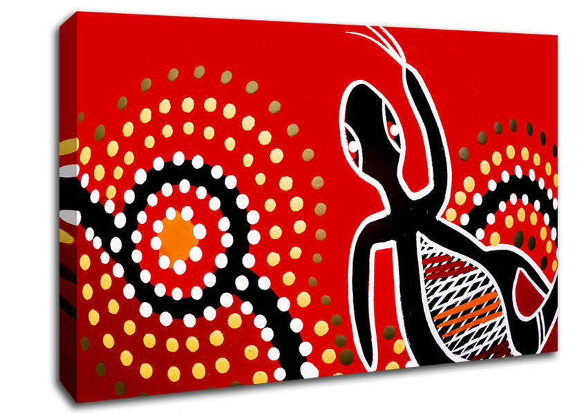 Aboriginal Red Gecko Sun Canvas Wall Art