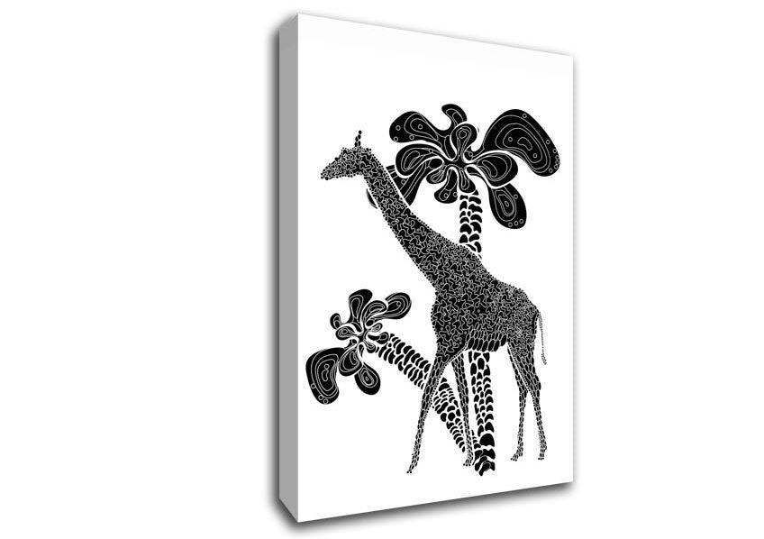 Giraffe Safari B n W Canvas Wall Art
