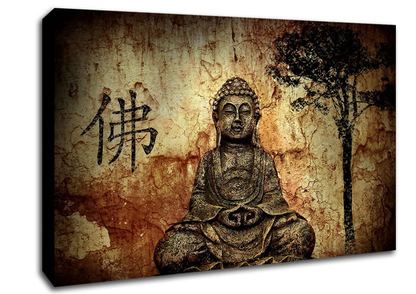 Buddha Retro Tree Canvas Wall Art