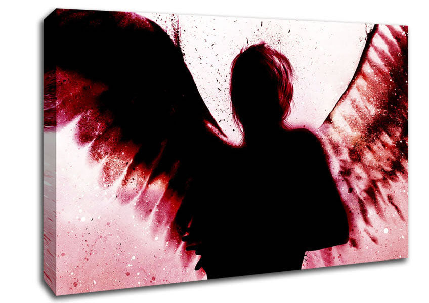 Angels In The Night Red Canvas Wall Art
