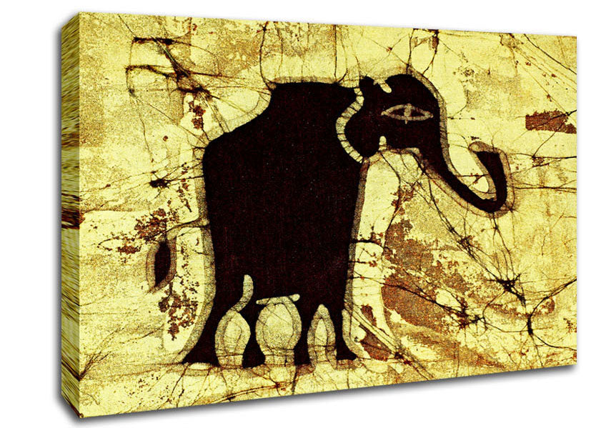 Tribal Elephant Brown Canvas Wall Art