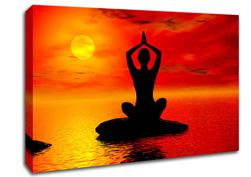 Yoga Ocean Sun Blaze Canvas Wall Art