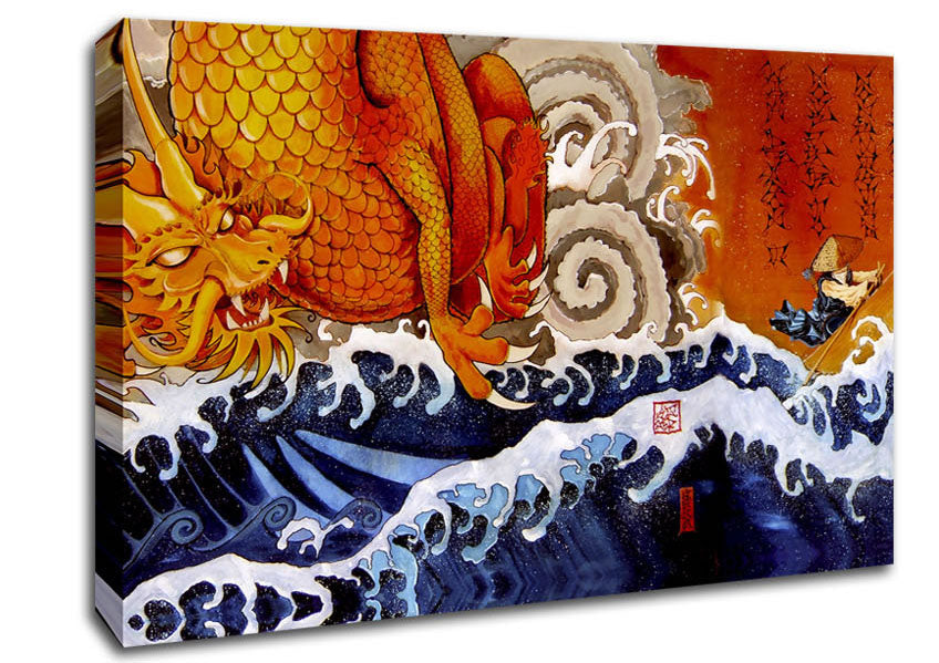 Japanese Samurai Monk Dragon Canvas Wall Art