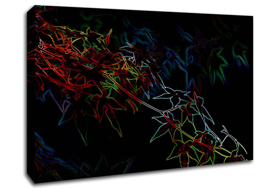 Abstarct Neon Floral 08 Canvas Wall Art