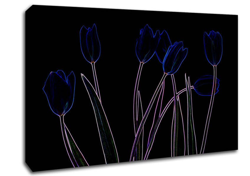 Abstarct Neon Floral 23 Canvas Wall Art