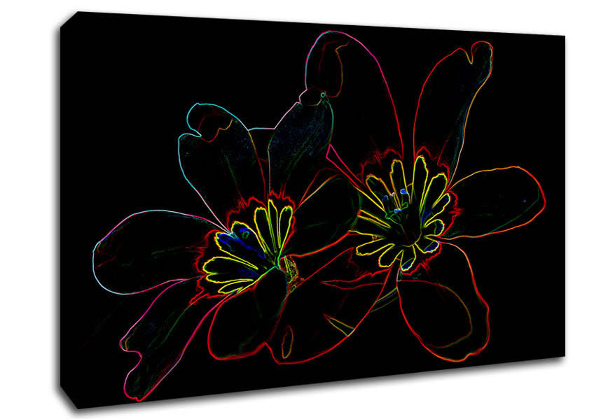 Abstarct Neon Floral 38 Canvas Wall Art
