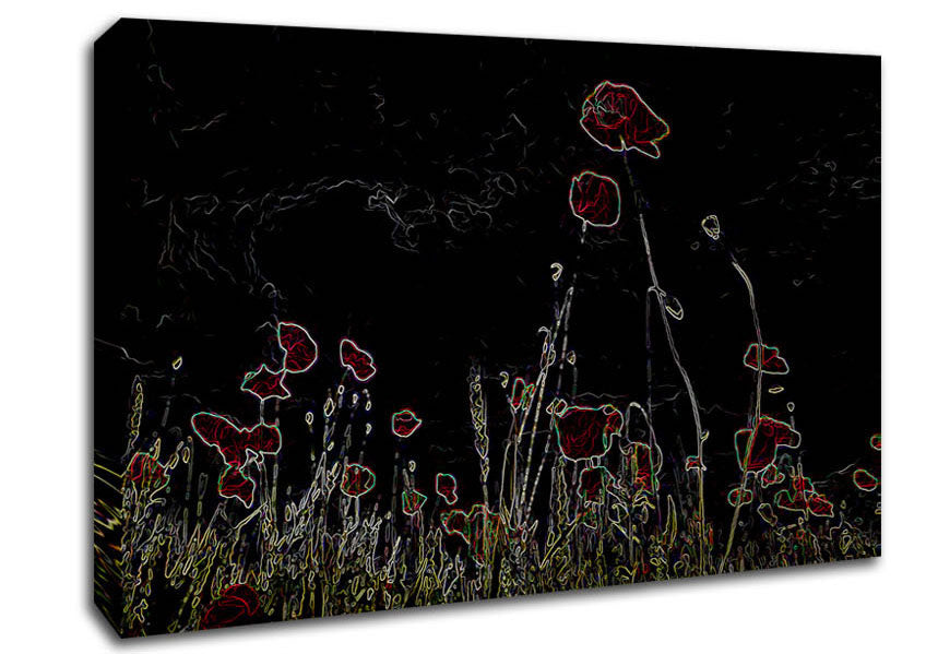 Abstarct Neon Floral 17 Canvas Wall Art