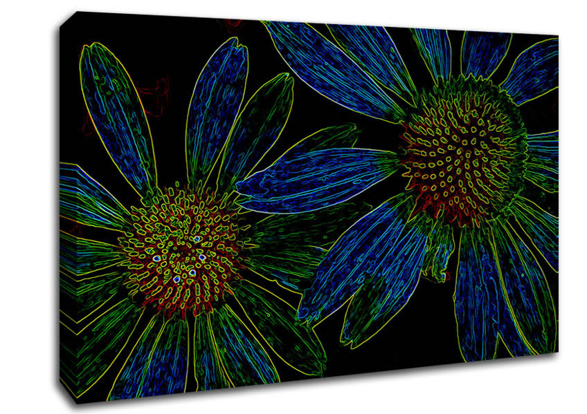 Abstarct Neon Floral 18 Canvas Wall Art
