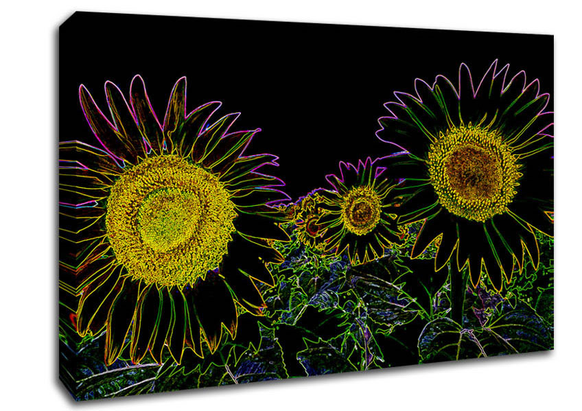 Abstarct Neon Floral 36 Canvas Wall Art