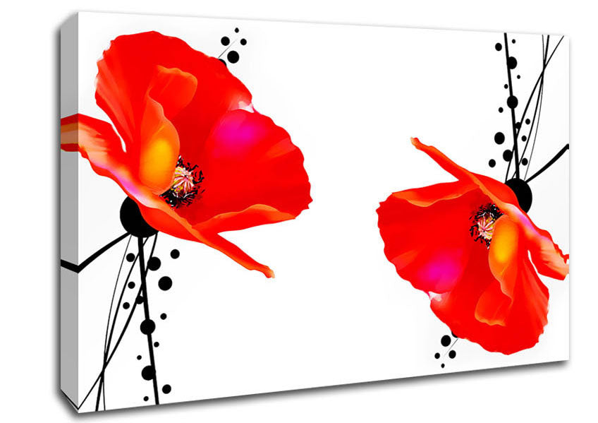 Twin Poppy Abstract Canvas Wall Art