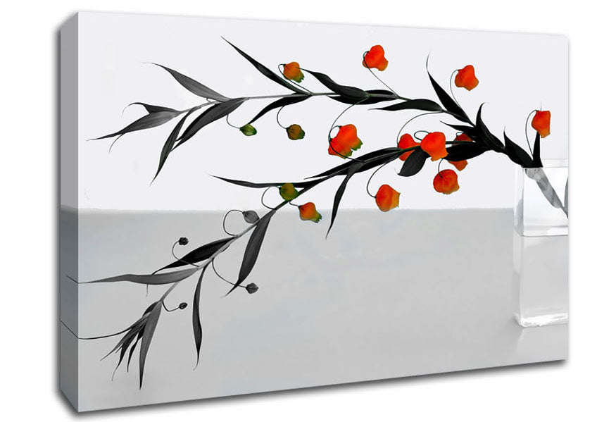 Vase Of Orange Buds B n W Canvas Wall Art