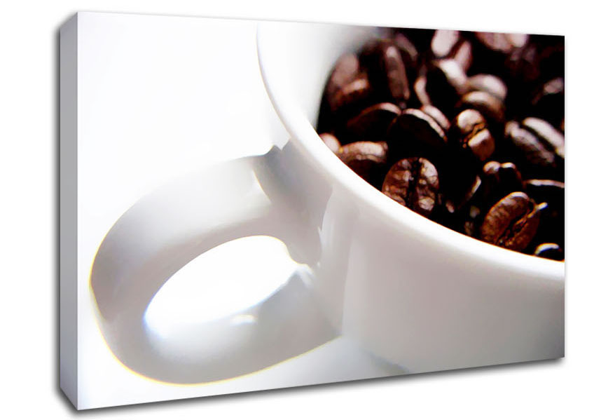 White Coffee Bean Mug Canvas Wall Art