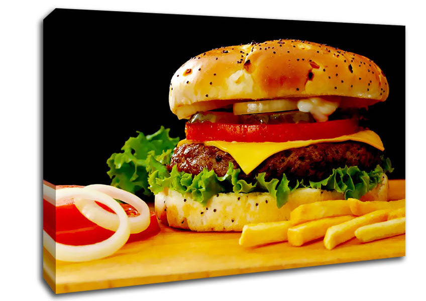 Burger And Fries Canvas Wall Art