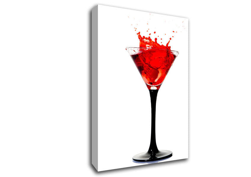 Red Cocktail Splash Canvas Wall Art