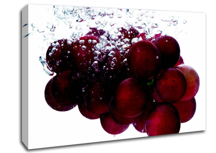 Water Splash Grapes Canvas Wall Art