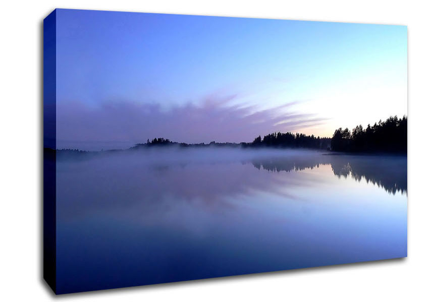 Tranquil Blue Morning Lake Canvas Wall Art
