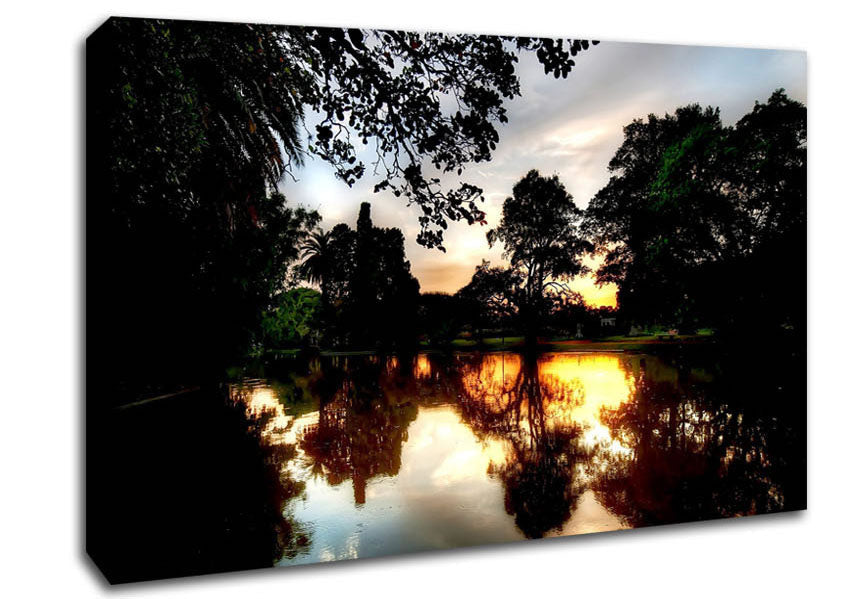 Sunset Reflection On Water Canvas Wall Art