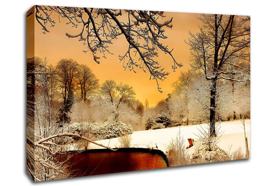 Winter Lake Paradise Canvas Wall Art