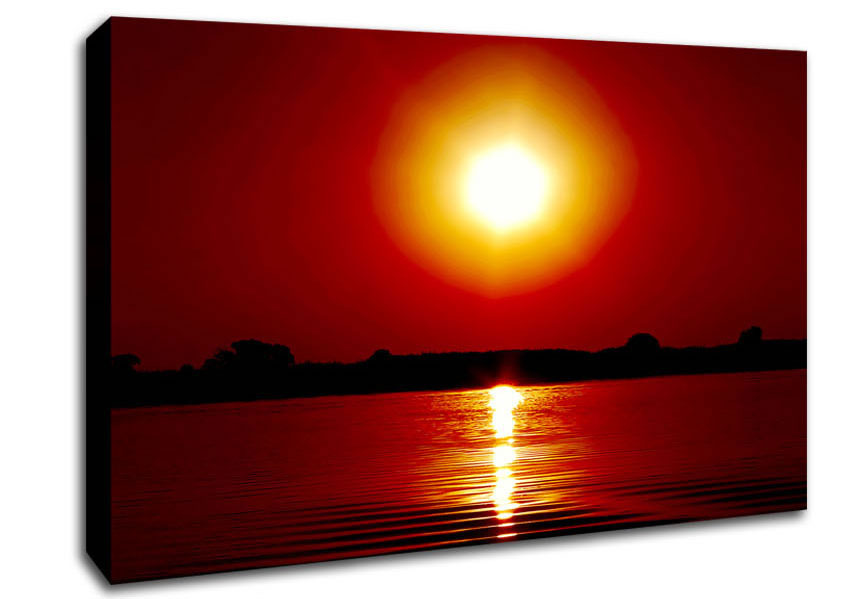 Orange Lake Sun Canvas Wall Art