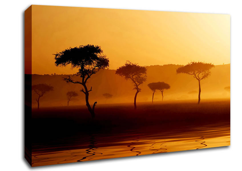 Misty Sunrise Lake Canvas Wall Art