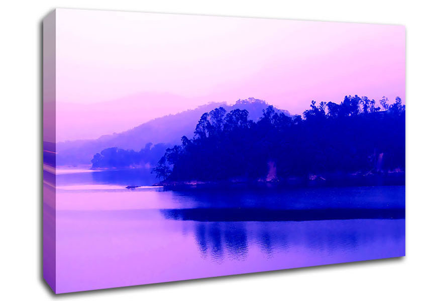 Pink Blue Lake Serine Canvas Wall Art