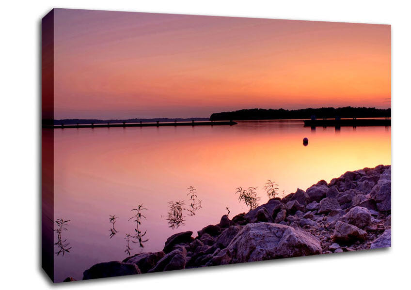 Peach Lake Calm Canvas Wall Art