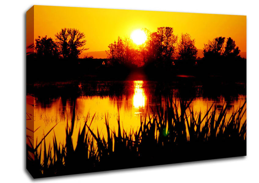 Orange Sunset River Canvas Wall Art