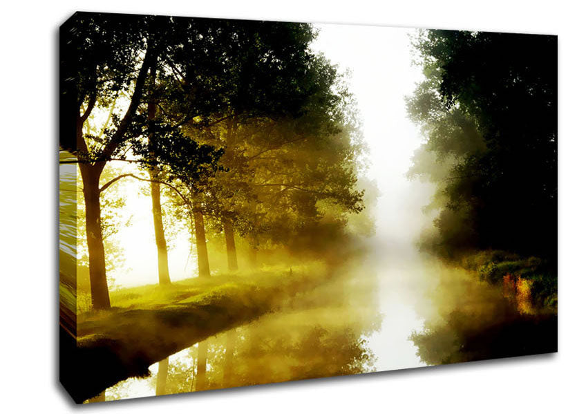 Misty Morning Lake Canvas Wall Art