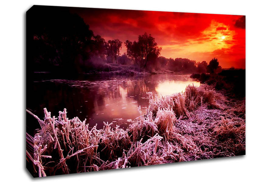 Winter By The Lake Canvas Wall Art